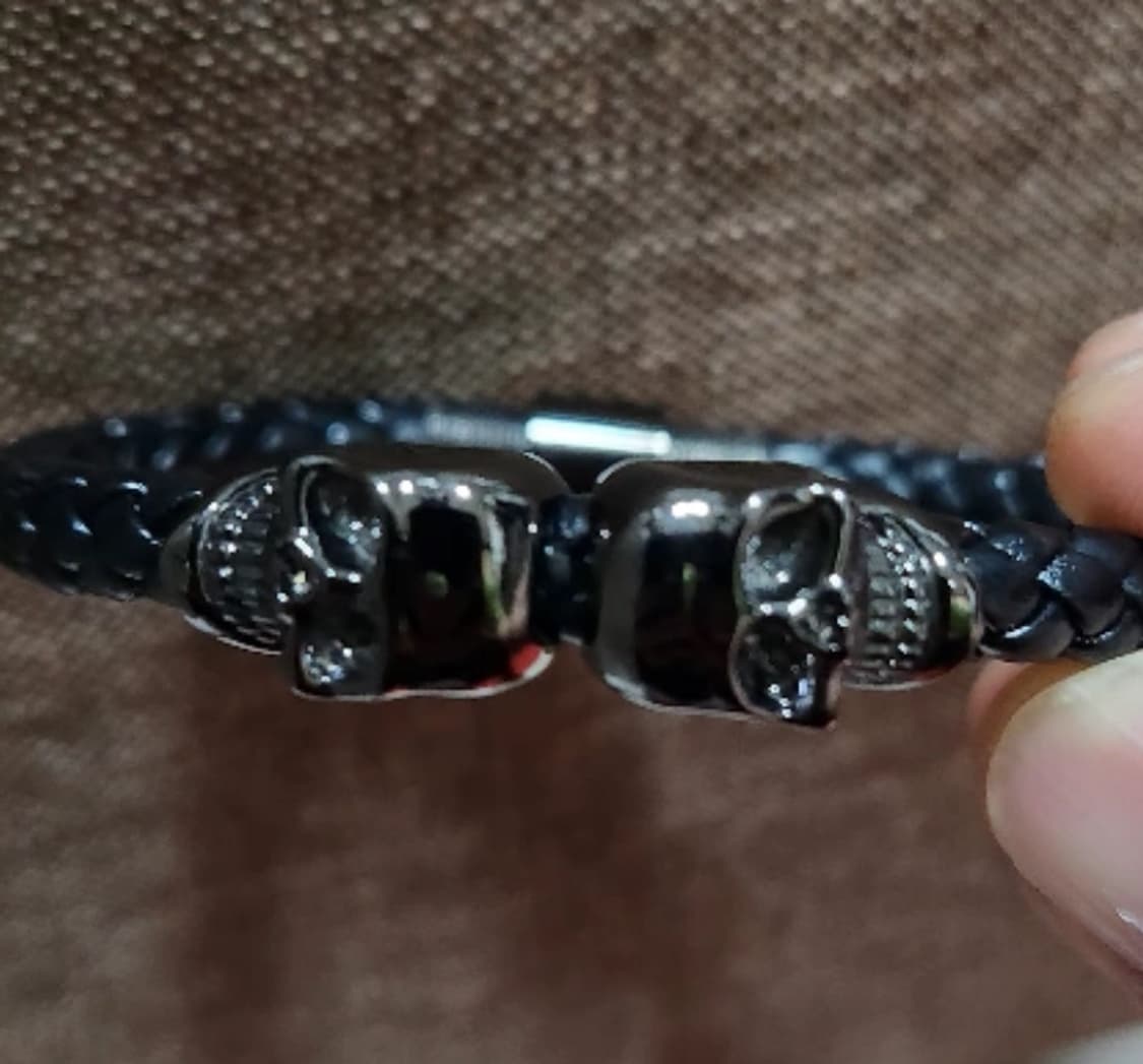 알렉산더 맥퀸 Alexander McQueen 스컬 레더 팔찌 상품이미지5