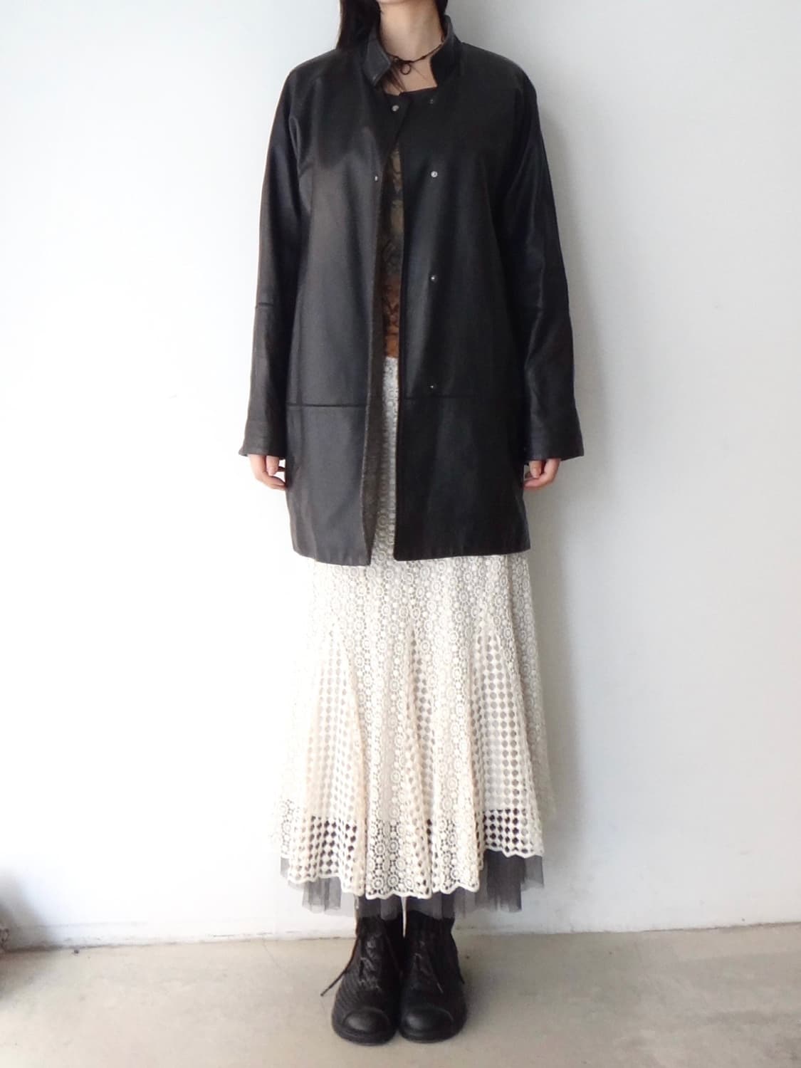 Dual round leather jacket / deep brown  상품이미지5