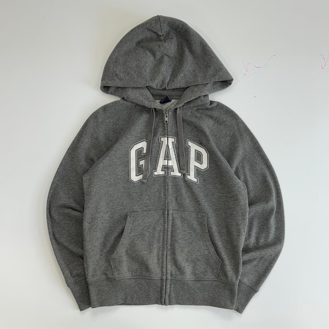 Gap 갭 글로시 로고 그레이 후드집업 상품이미지3