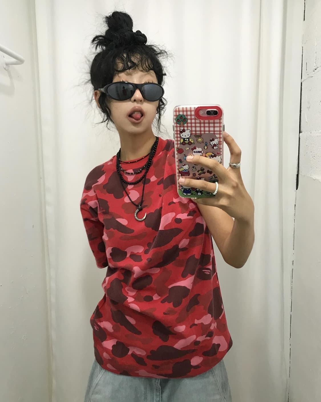 Bape Red Camouflage Printing T-shirt 상품이미지3