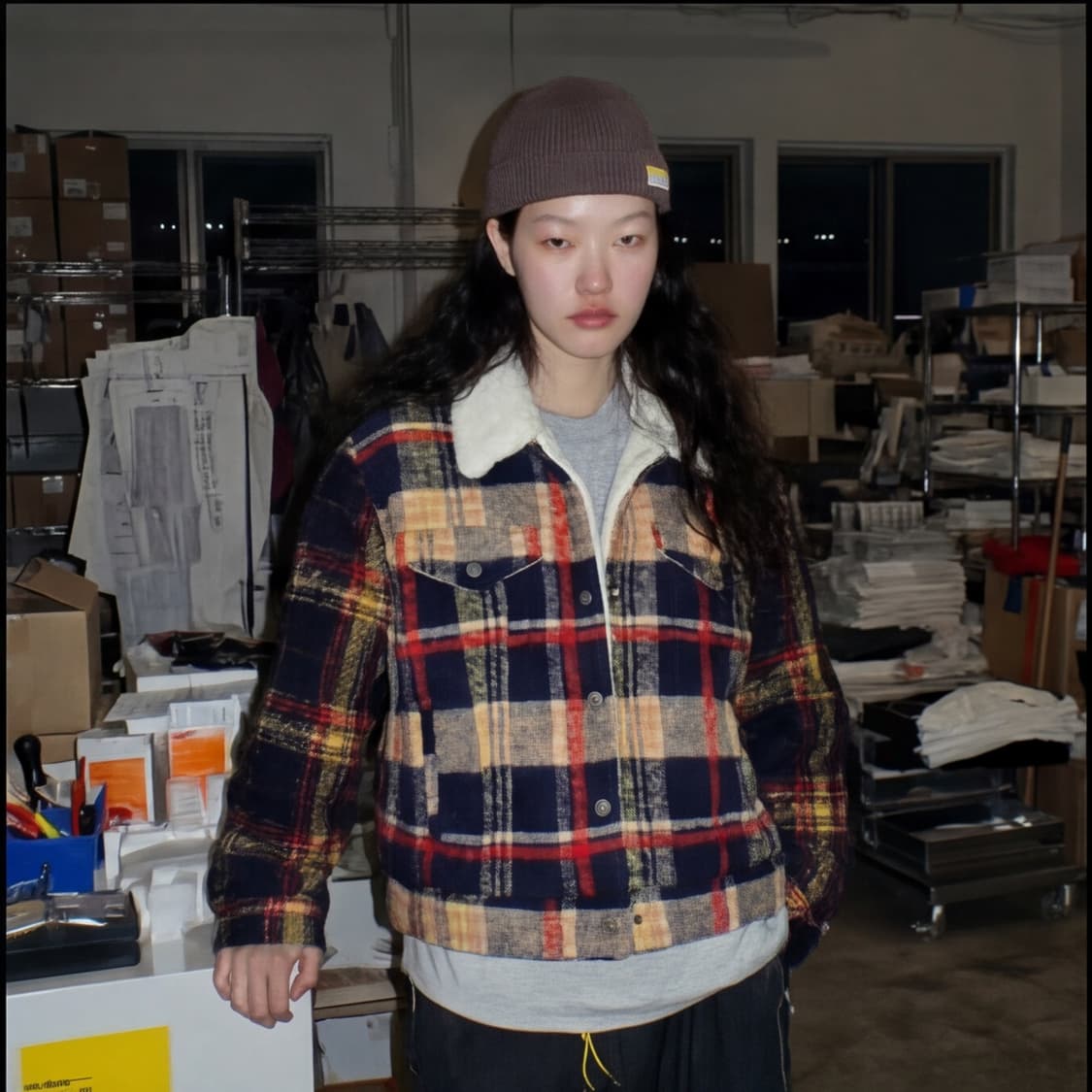 LEVI'S, SHERPA PLAID TRUCKER (S) FOR WOM 상품이미지1