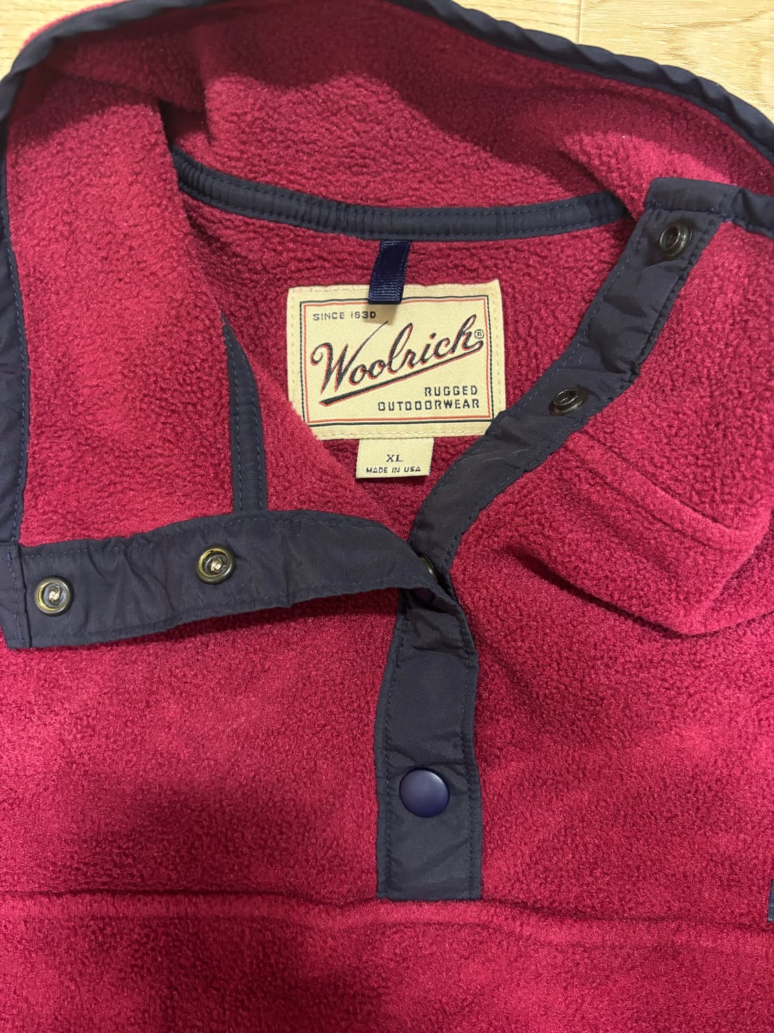 (신칠라스타일)울리치 USA 스냅티 풀오버 플리스 버건디 XL 상품이미지3