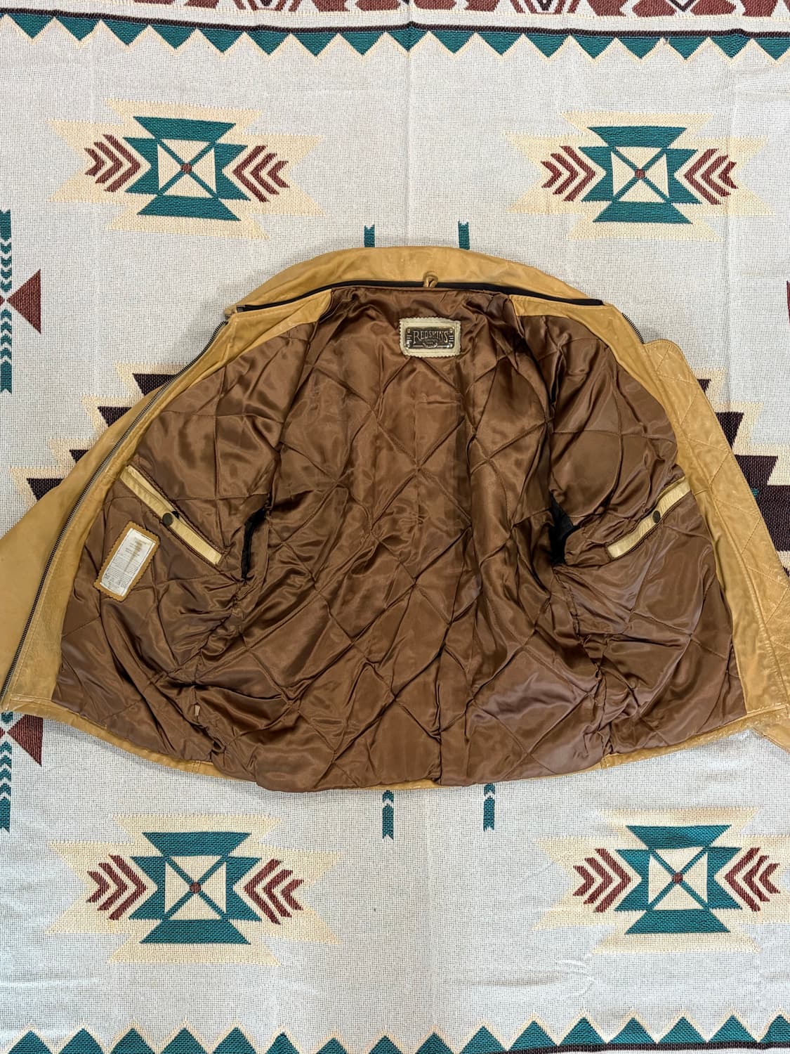 90s 프랑스 레드스킨스 양가죽 레더 바이커 자켓 상품이미지5