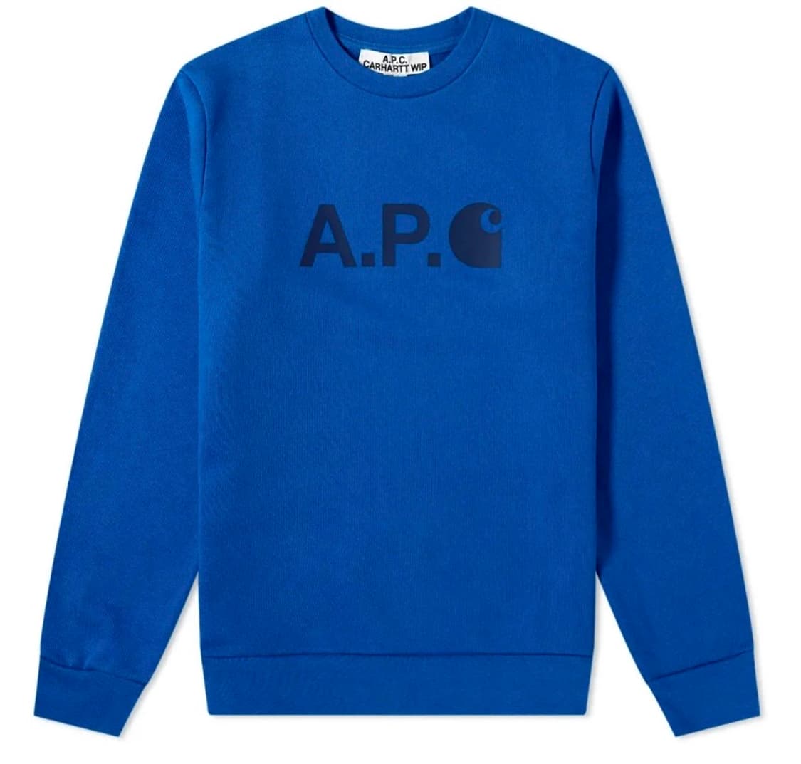 [XXL] A.P.C 아페쎄 × 칼하트 WIP 아이스 로고 맨투맨 로얄블 상품이미지3
