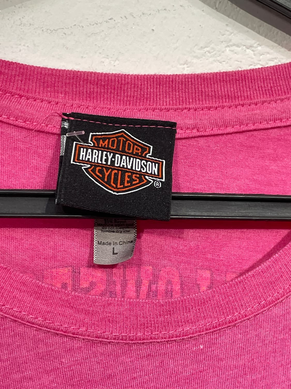 할리데이비슨 y2k 핑크 빅로고 반팔티 L 상품이미지7