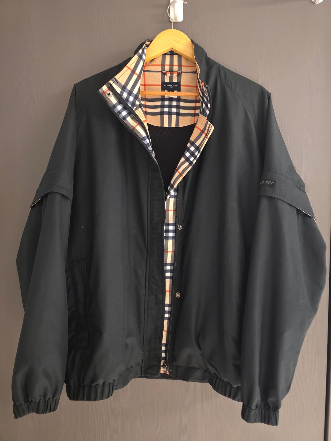 버버리 체크 안감 바람막이 자켓 사이즈L,105~110 상품이미지1