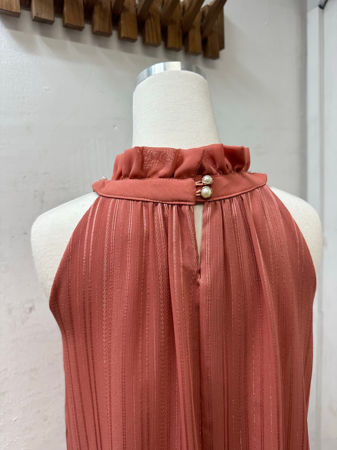 일본빈티지 Axes Femme엑시즈팜진주비즈 홀터넥 쉬폰블라우스 원피스 상품이미지9