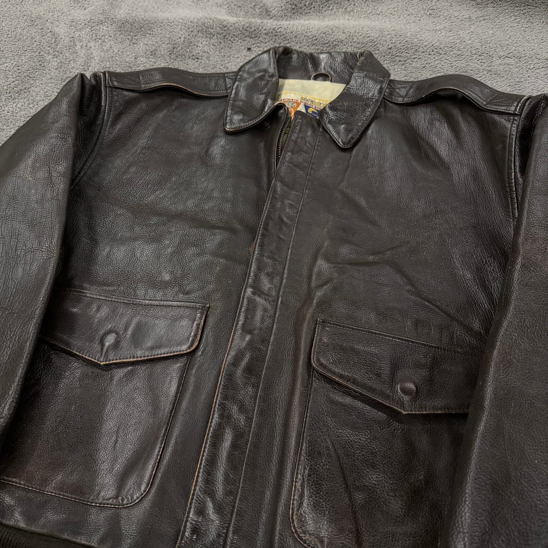 [정품/XXL] 아비렉스 빈티지 A-2 리얼 레더 플라이트 봄버 자켓 상품이미지1