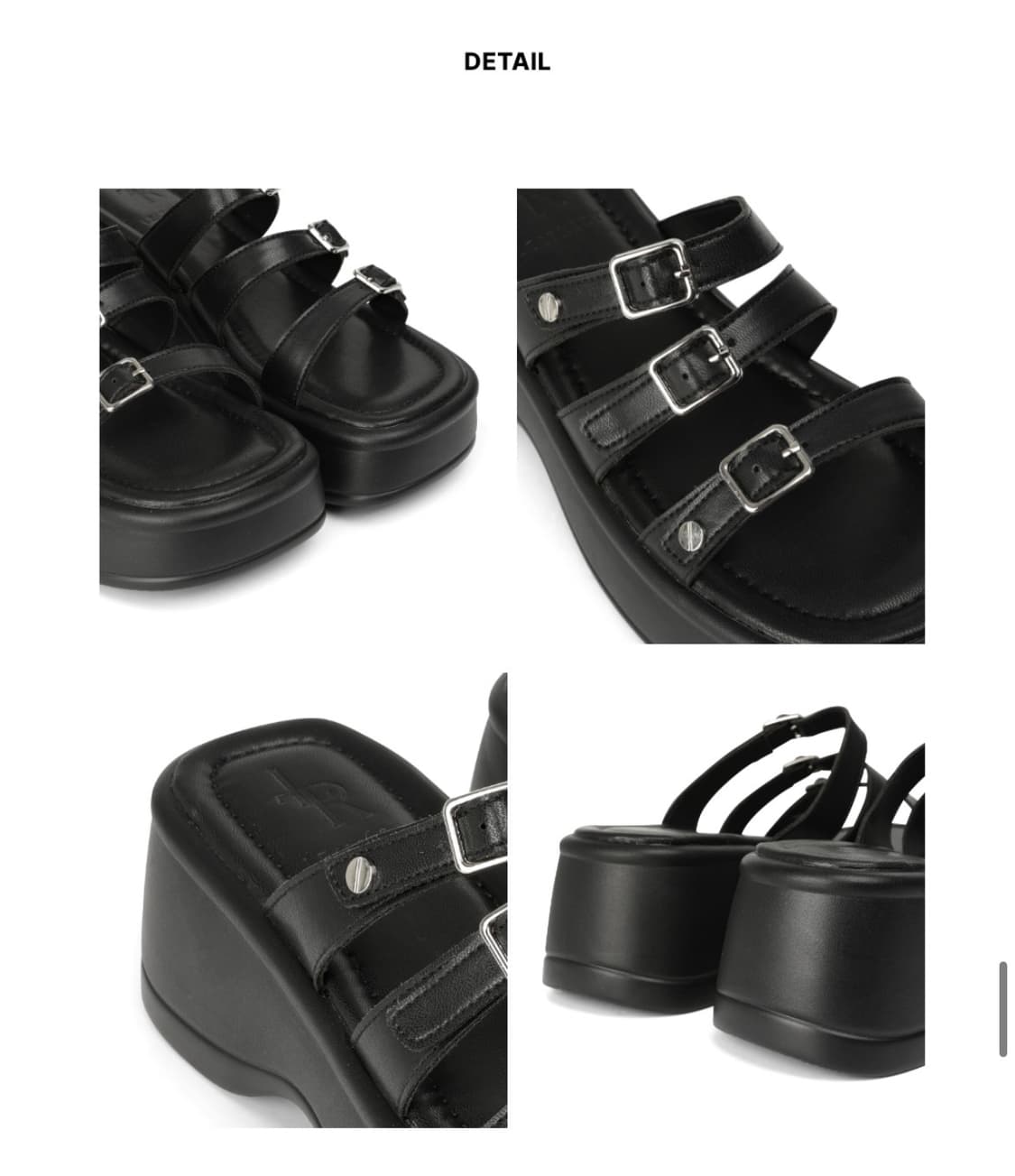 [레더리] 볼티드 버클 스트랩 샌들 [BLACK]240  새제품 상품이미지4