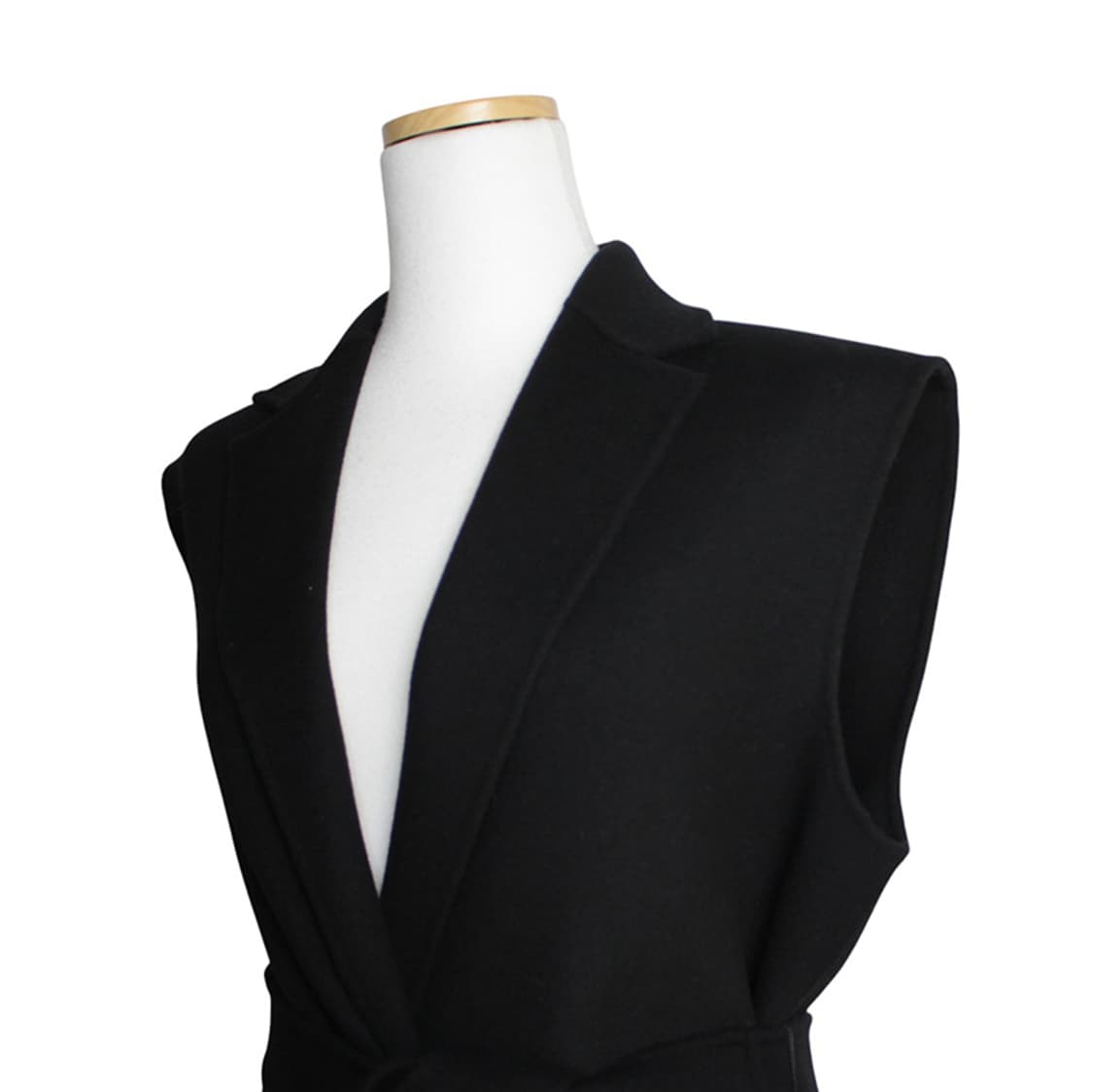 막스마라 위크엔드 블랙 울혼방 벨티드 롱 베스트 66 상품이미지4