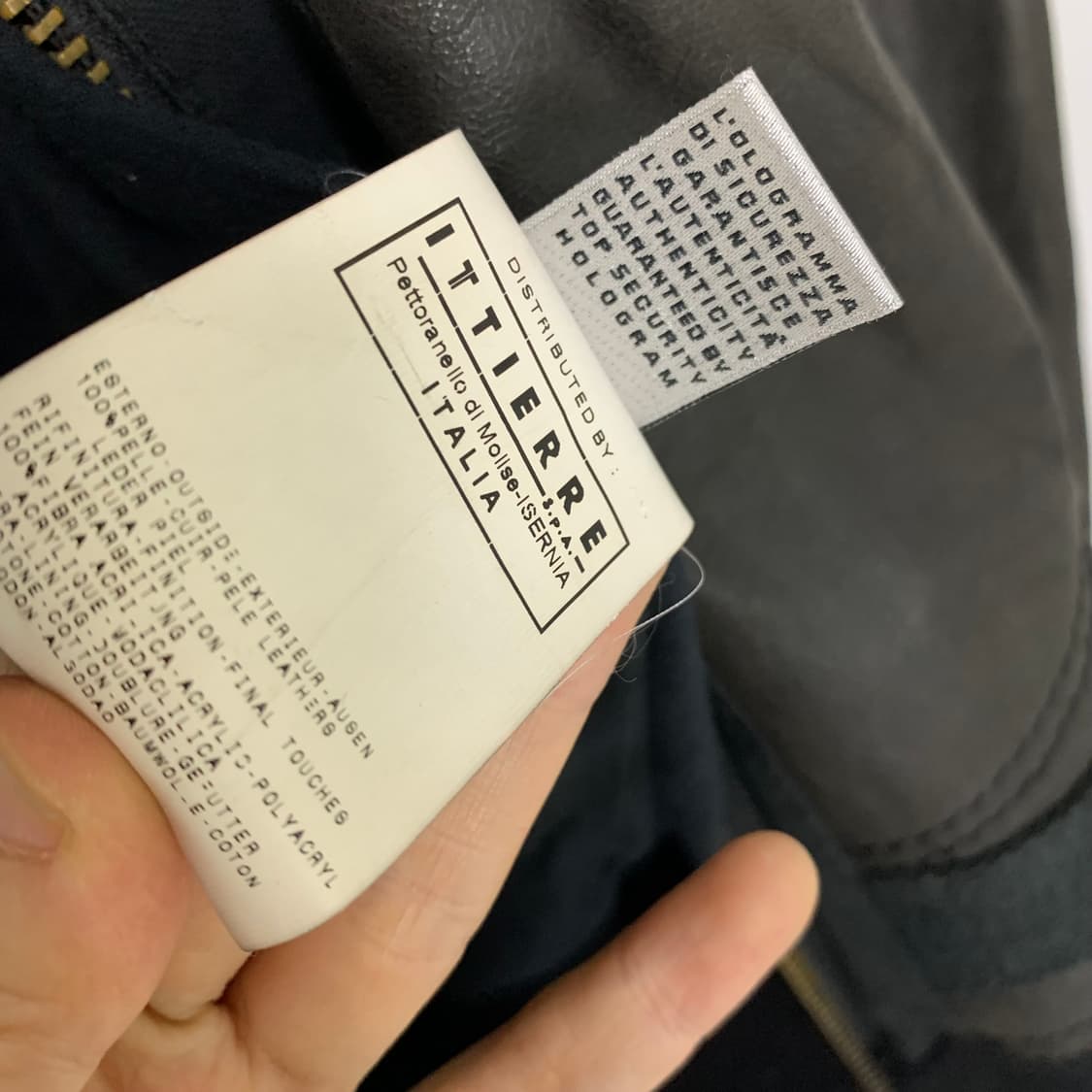 D&G 돌체앤가바나 빈티지 니트 배색 레더 자켓 카키 가죽자켓 상품이미지6