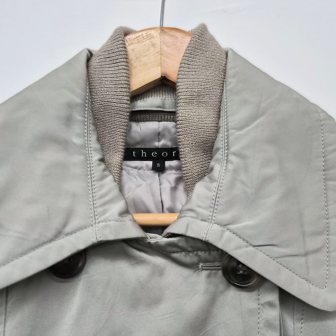 띠어리 더블 버튼 코트 그레이 여성 S 상품이미지3