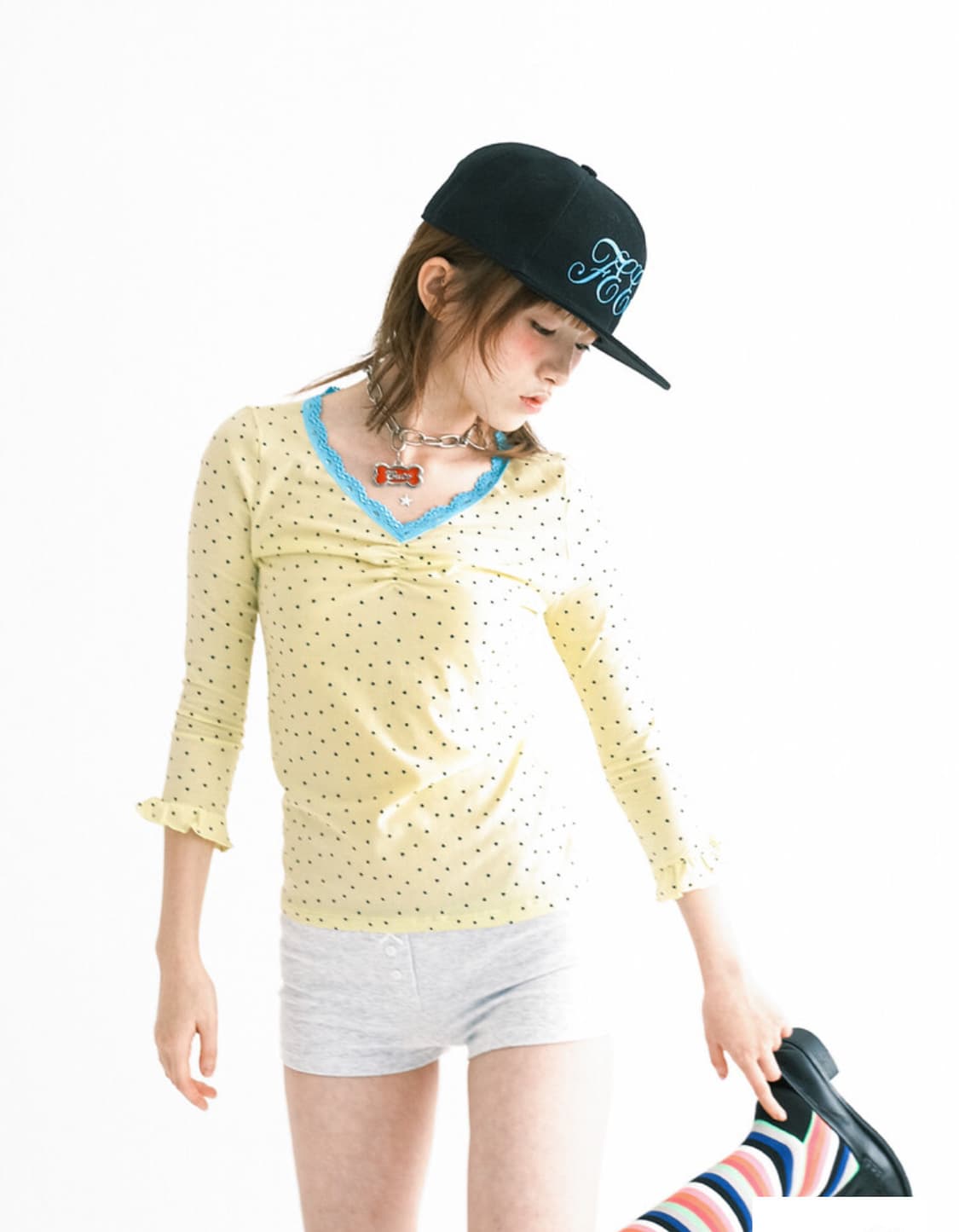 샵페어리 레몬 미니 하트 레이스탑 상품이미지1