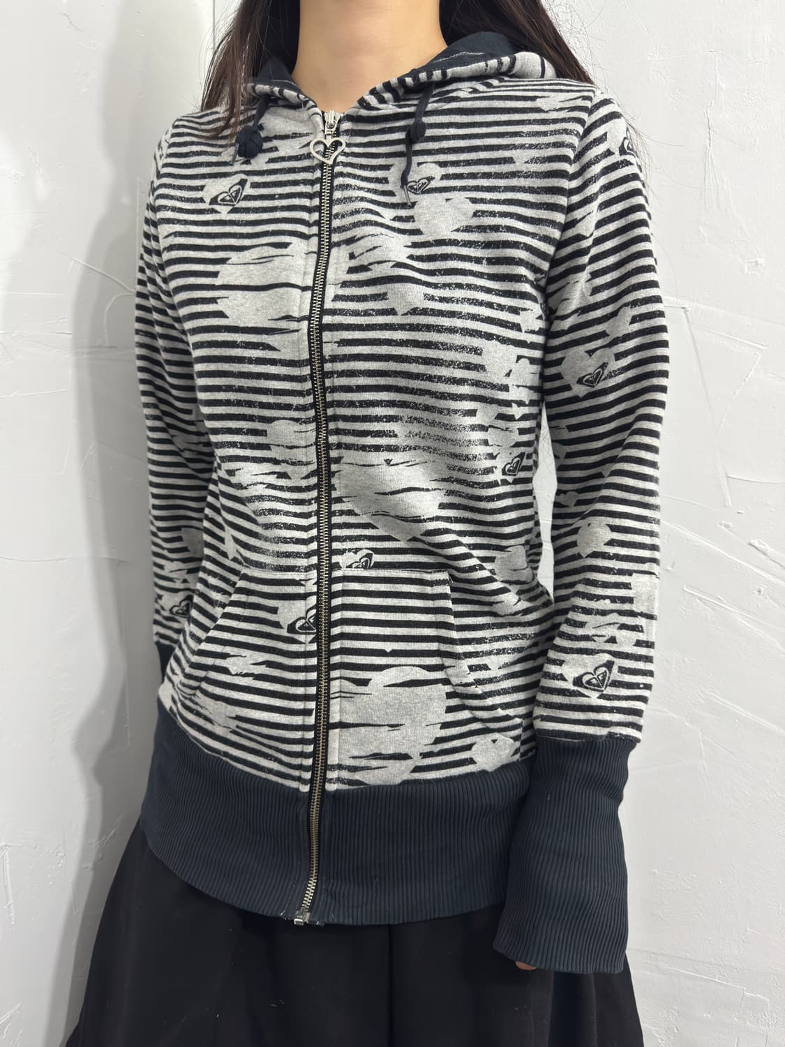 roxy stripe&heart slim hood zipup 상품이미지2