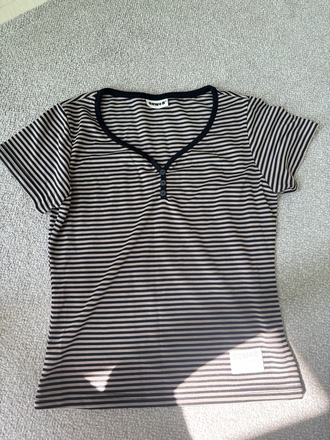 쏘비 Peach neck-베이지 반팔 티셔츠 상품이미지1