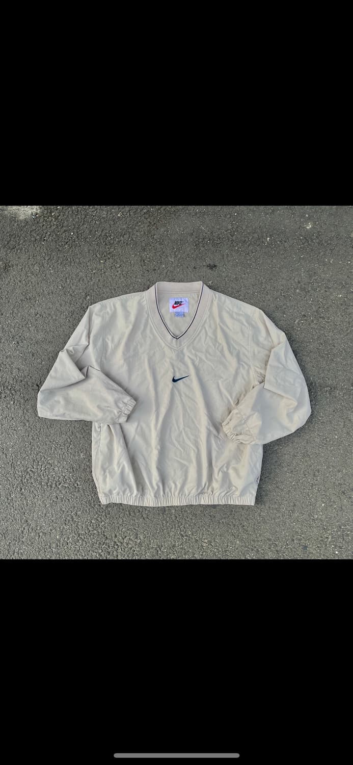 90s 나이키 USA 미드 스우시 오트밀 올드스쿨 웜업 바람막이 XL 상품이미지9