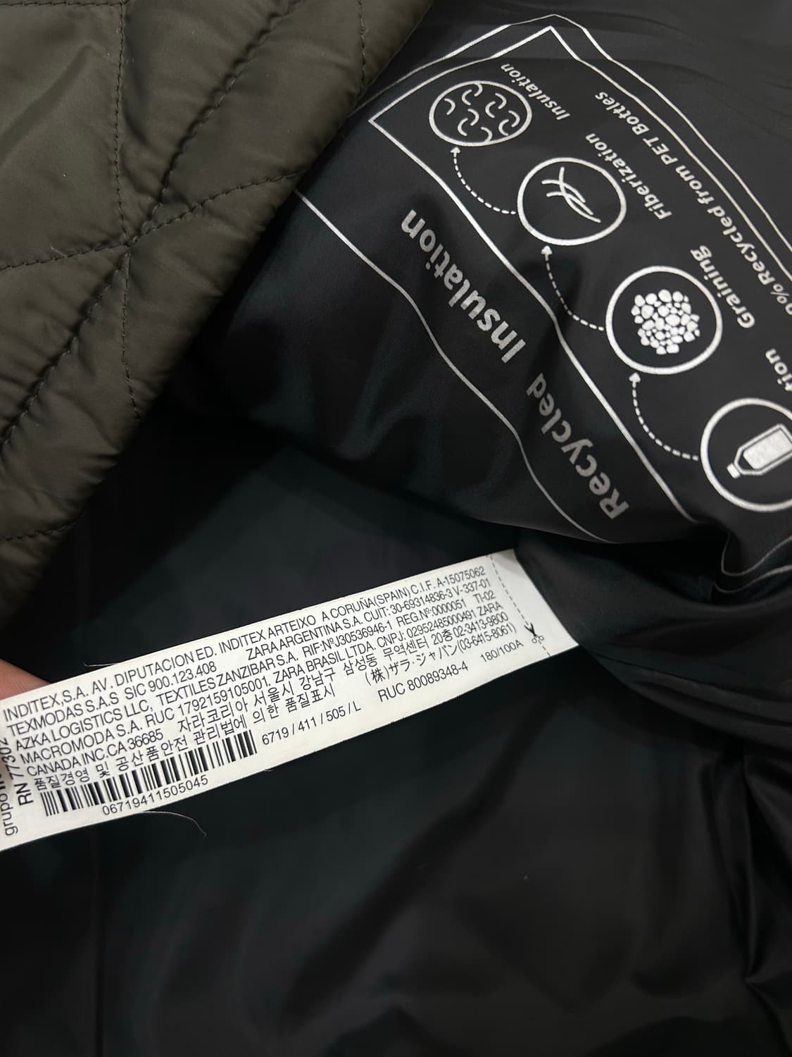 [한국XL]ZARA 코듀로이 넥 퀄팅 자켓/카키 상품이미지5