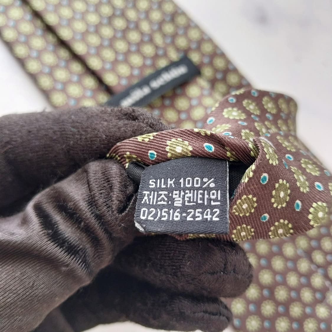 밀라숀 실크 브라운 플라워 패턴 넥타이 9.5cm A+등급 K2326 상품이미지10