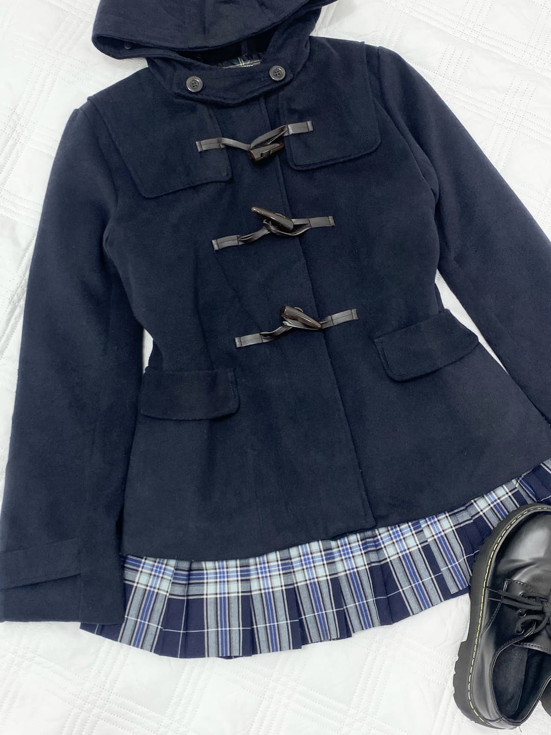 ꒰ঌ 니혼진 교토걸 네이비 벨벳 떡볶이 코트 ໒꒱ 상품이미지2