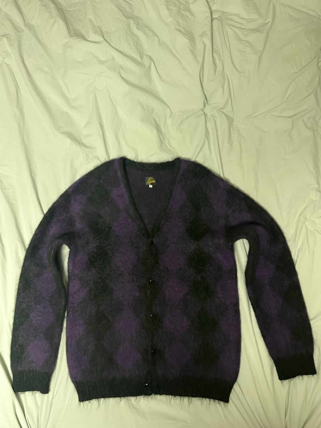 최종가격 L 니들스 모헤어 가디건 차콜 퍼플 다이아몬드 상품이미지1