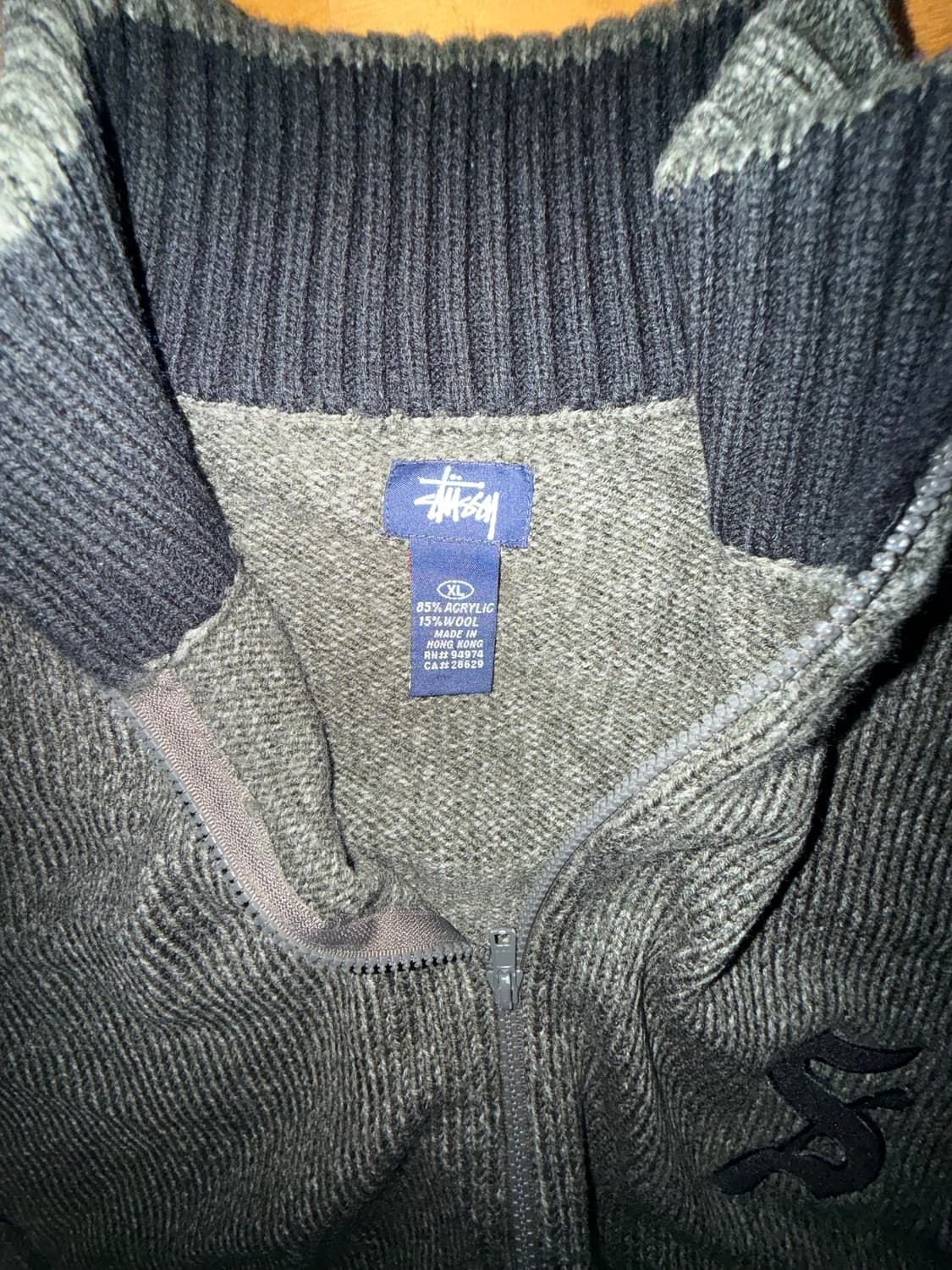 90s STUSSY 스투시 빈티지 울 혼방 집업 니트 가디건 상품이미지5