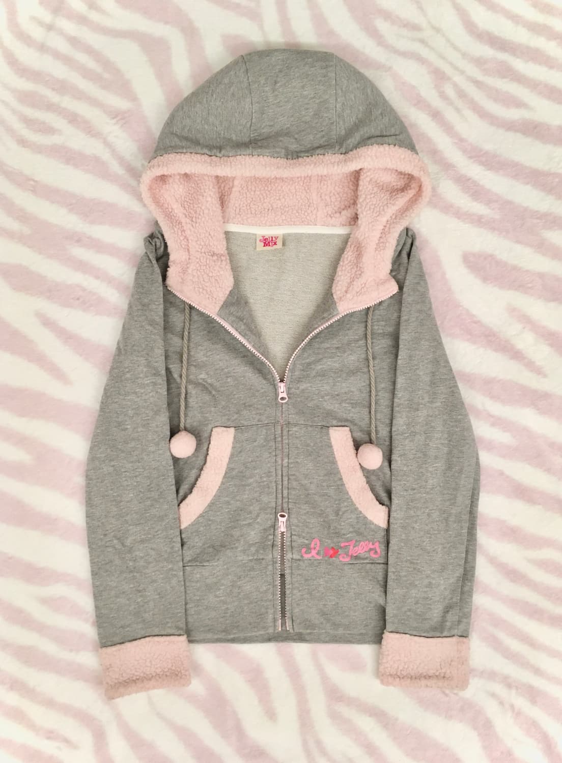 회핑 미니폼폼이 투웨이 뽀글이 퍼 후드집업 히메갸루 조지후쿠 상품이미지1