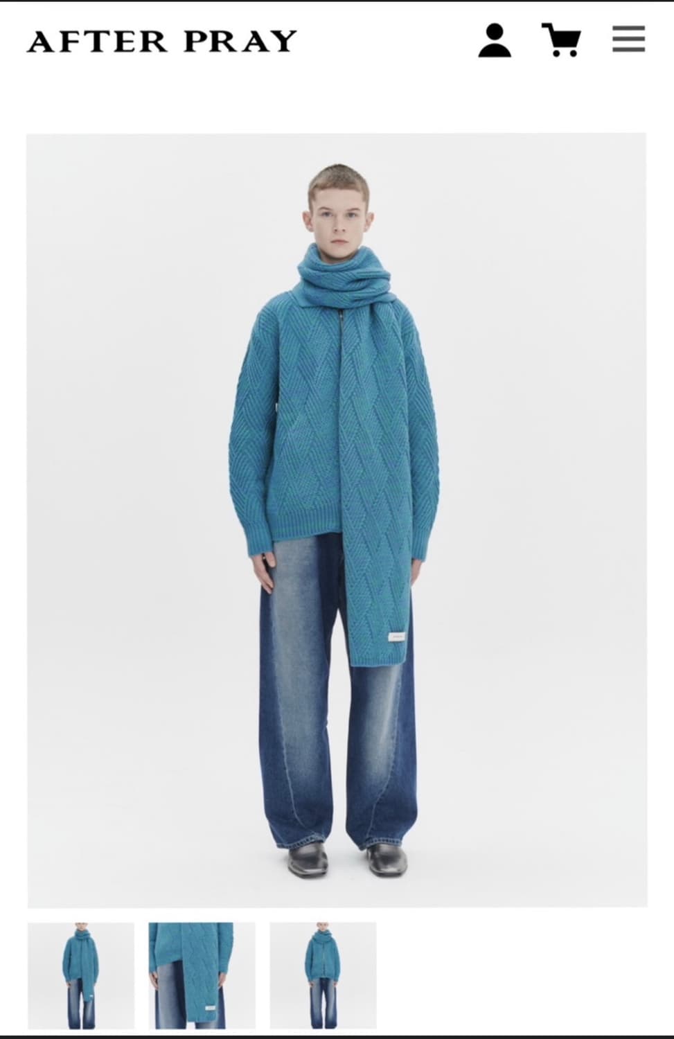 애프터프레이 롬버스 인타르시아 머플러 다크민트 상품이미지1