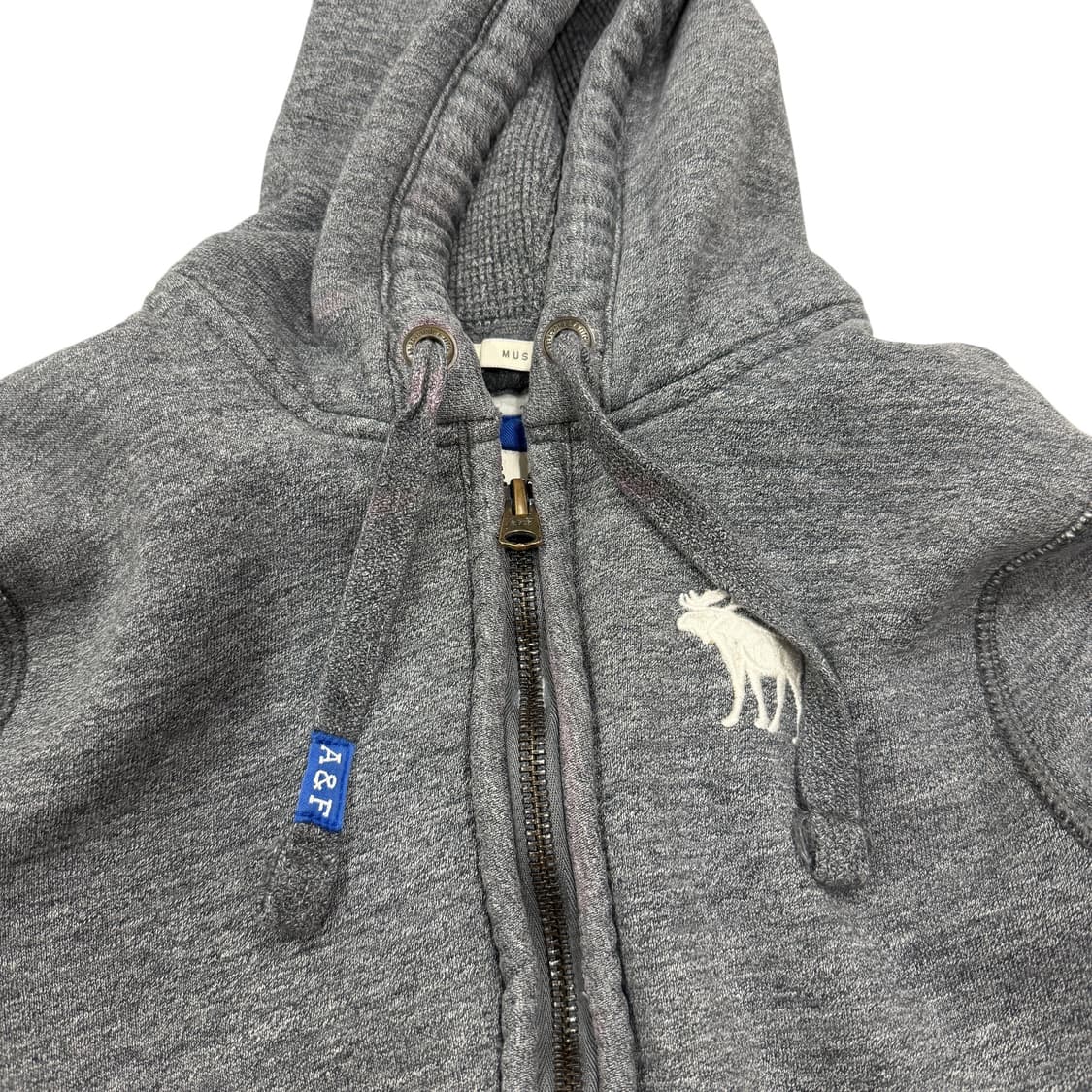 아베크롬비 Y2K 스펠로고 기모 후드집업 자켓 그레이 XL 상품이미지6