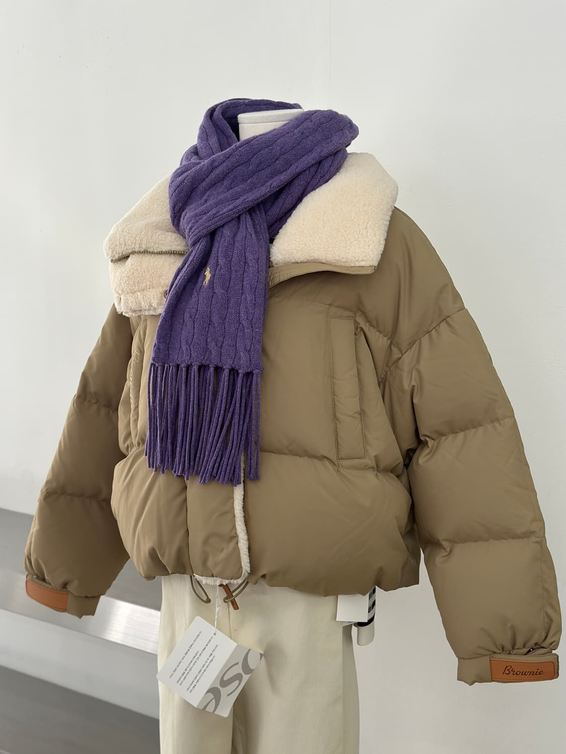 폴로 랄프로렌 퍼플 케이블 니트 머플러  상품이미지2