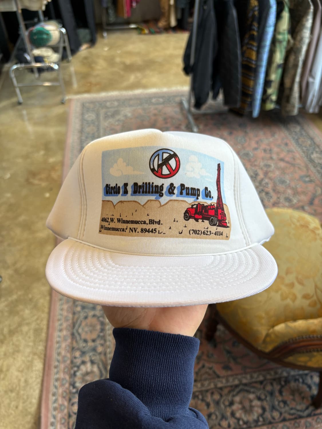 80s 미국 굴착 회사 풀 패브릭 트러커캡 데드스탁 상품이미지1