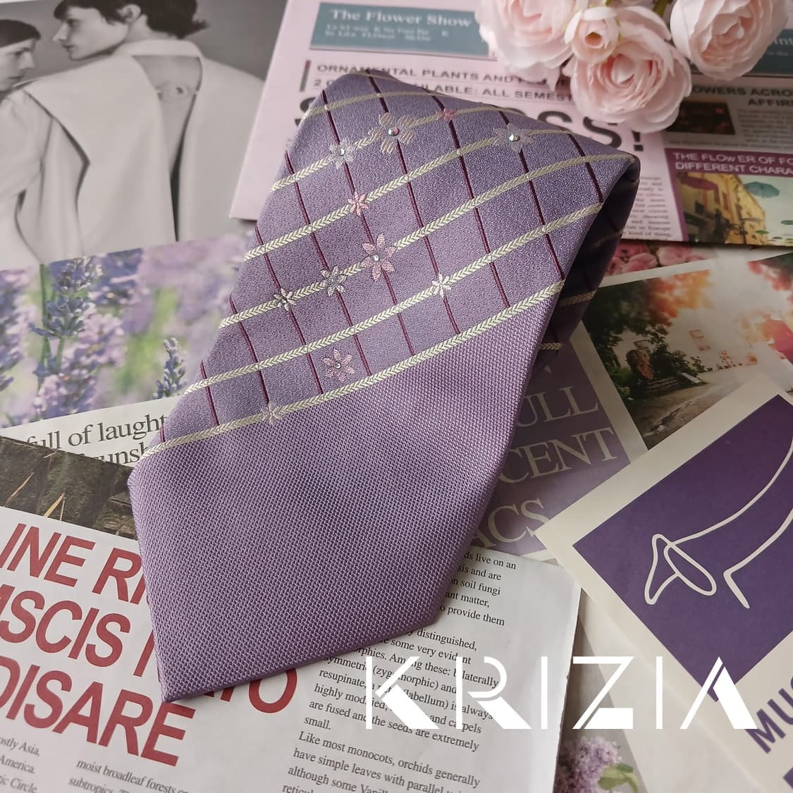 크리지아 실크 바이올렛 패턴 넥타이 9.3cm A등급 A19505
 상품이미지2