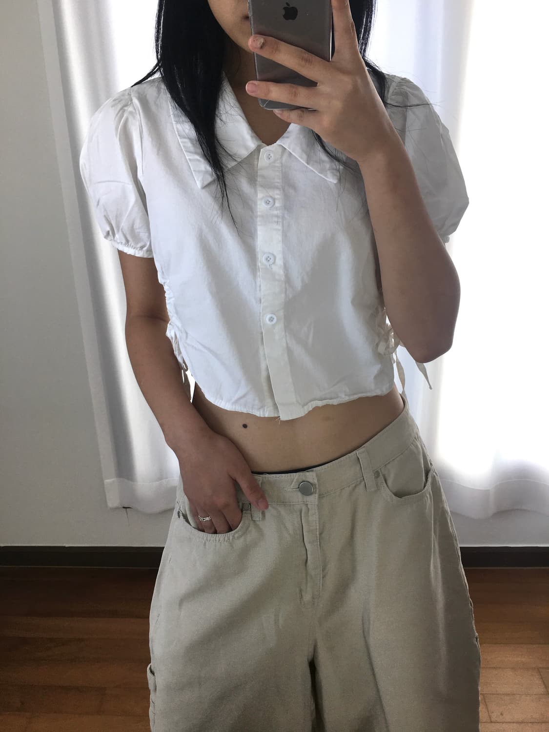 빅카라 크롭 셔츠 상품이미지1