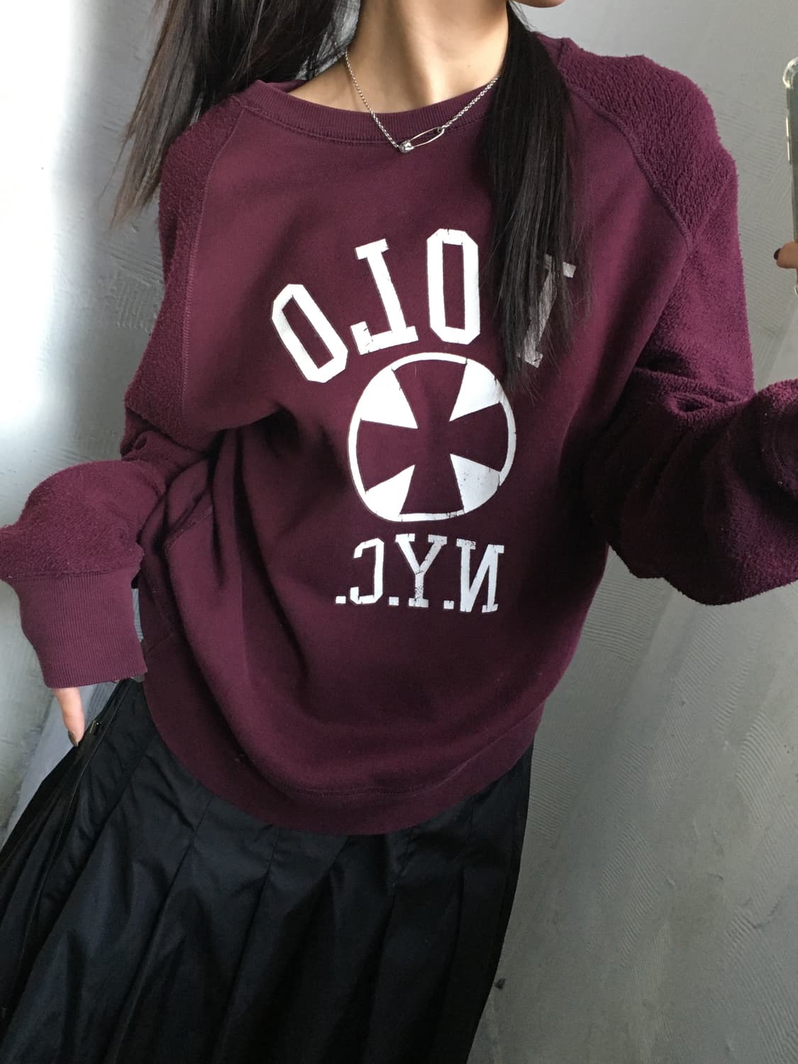 Polo 폴로 랄프로렌 버건디컬러 스웻셔츠 상품이미지3