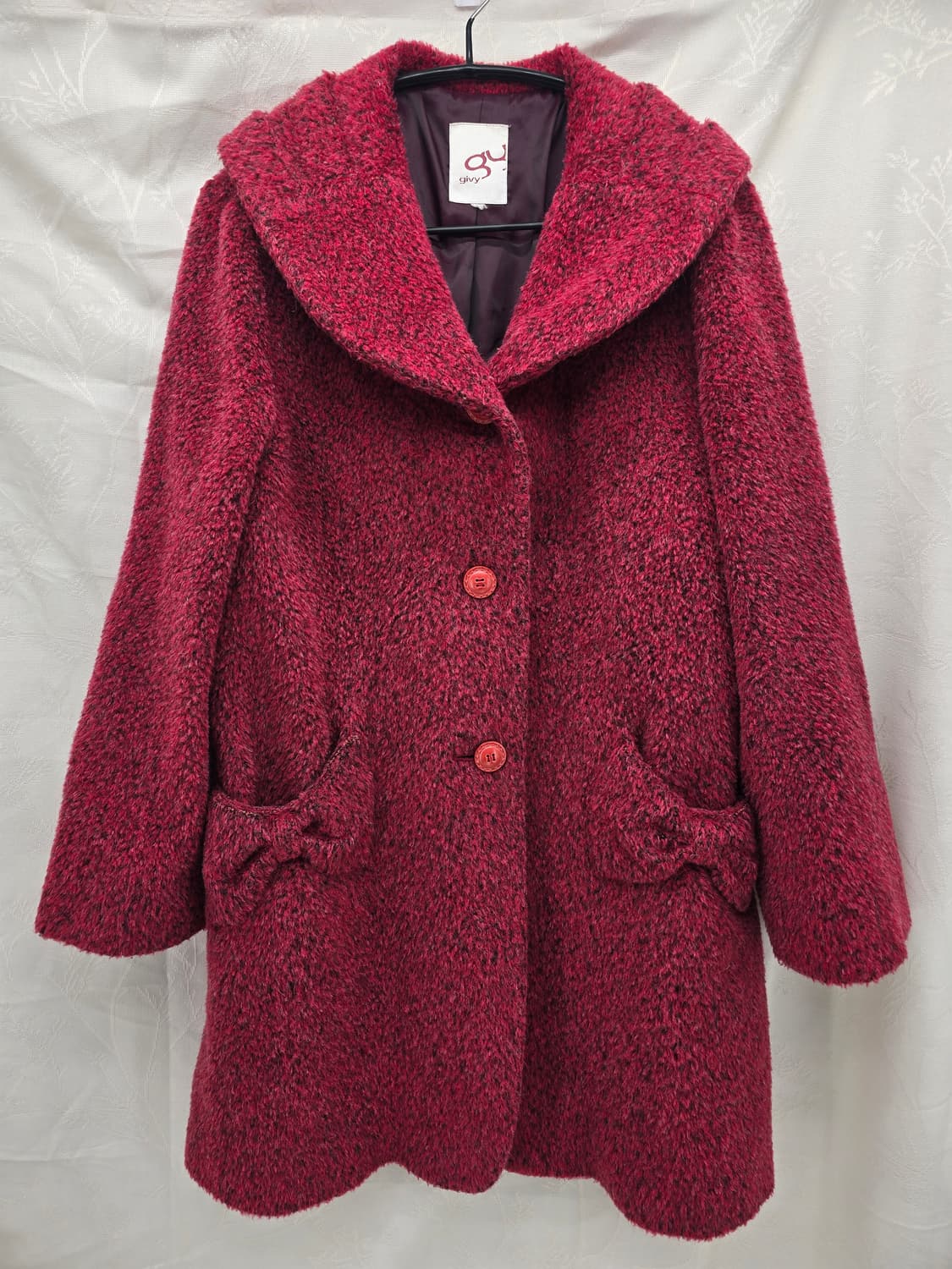 GIVY  빨간색 모직코트 리본포인트 상품이미지7