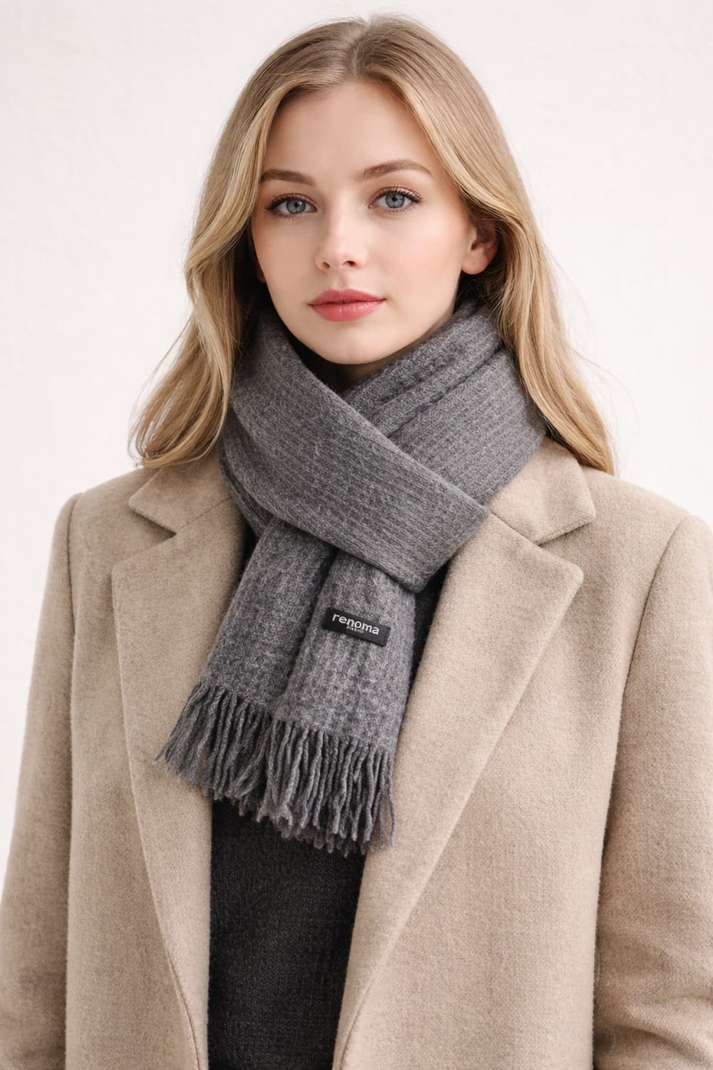 (백화점정품)레노마 renoma 캐시미어 100% 머플러 목도리 그레이 상품이미지1