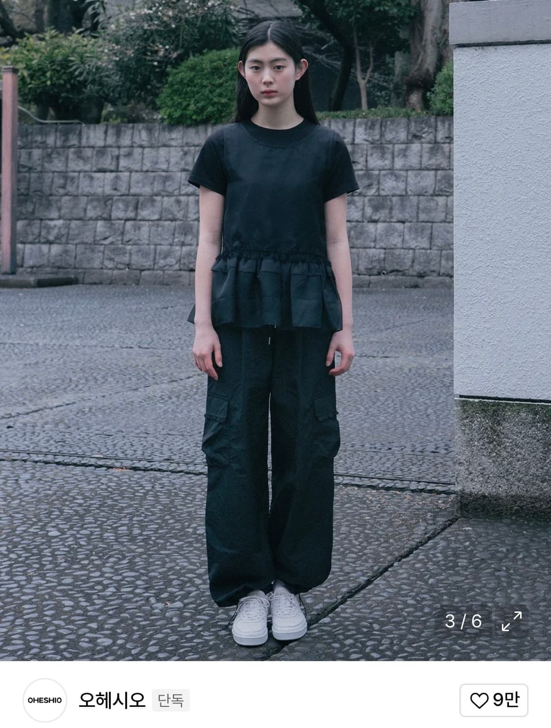 오헤시오 도트 나일론팬츠 블랙  상품이미지1