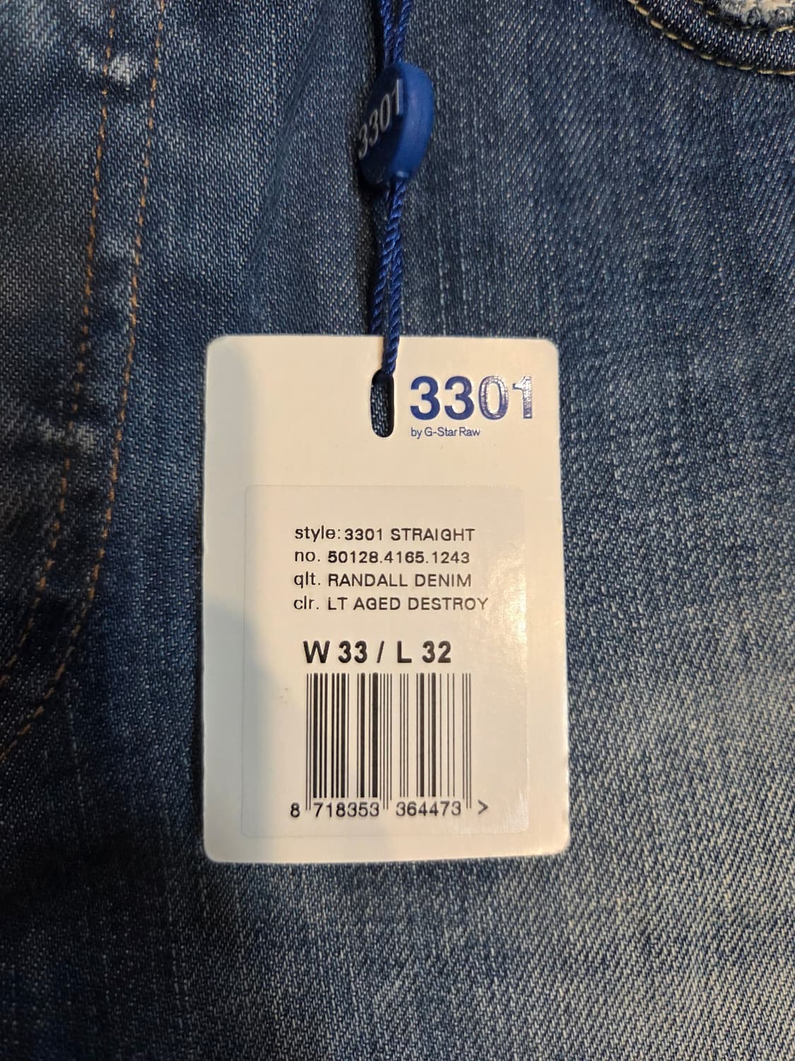 G-Star RAW 3301 스트레이트 핏 데님 팬츠(W33/L32) 상품이미지6