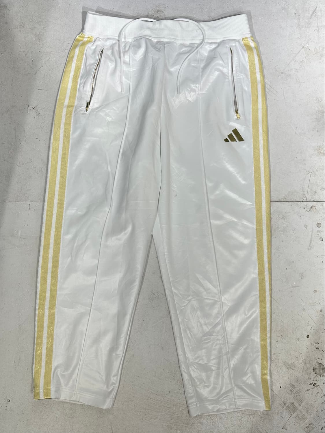 아디다스 화이트 골드 삼선 와이드 트레이닝 팬츠 XL 상품이미지4
