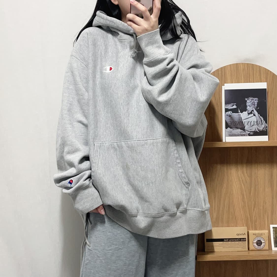 [정품] 챔피온 그레이 투로고 기모 후드티 [ XXL ] 상품이미지1