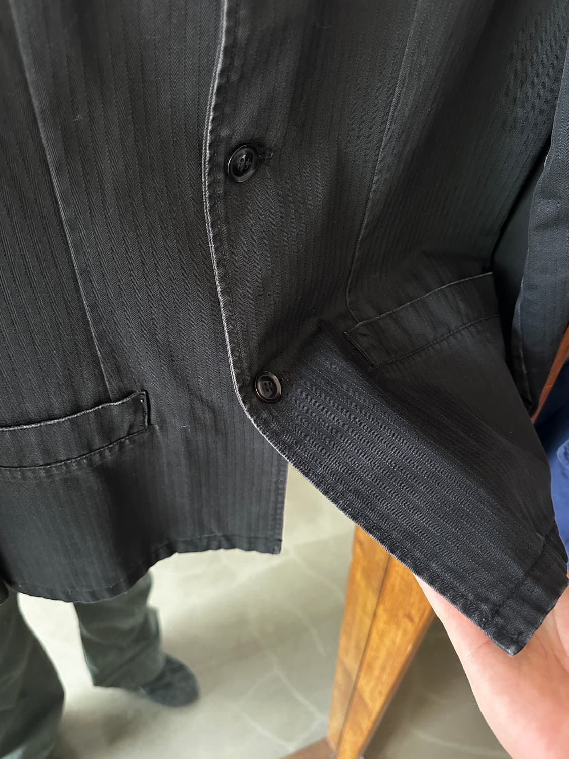 SPICE ISLAND 헤링본 블랙 워크 커버올 자켓 상품이미지5