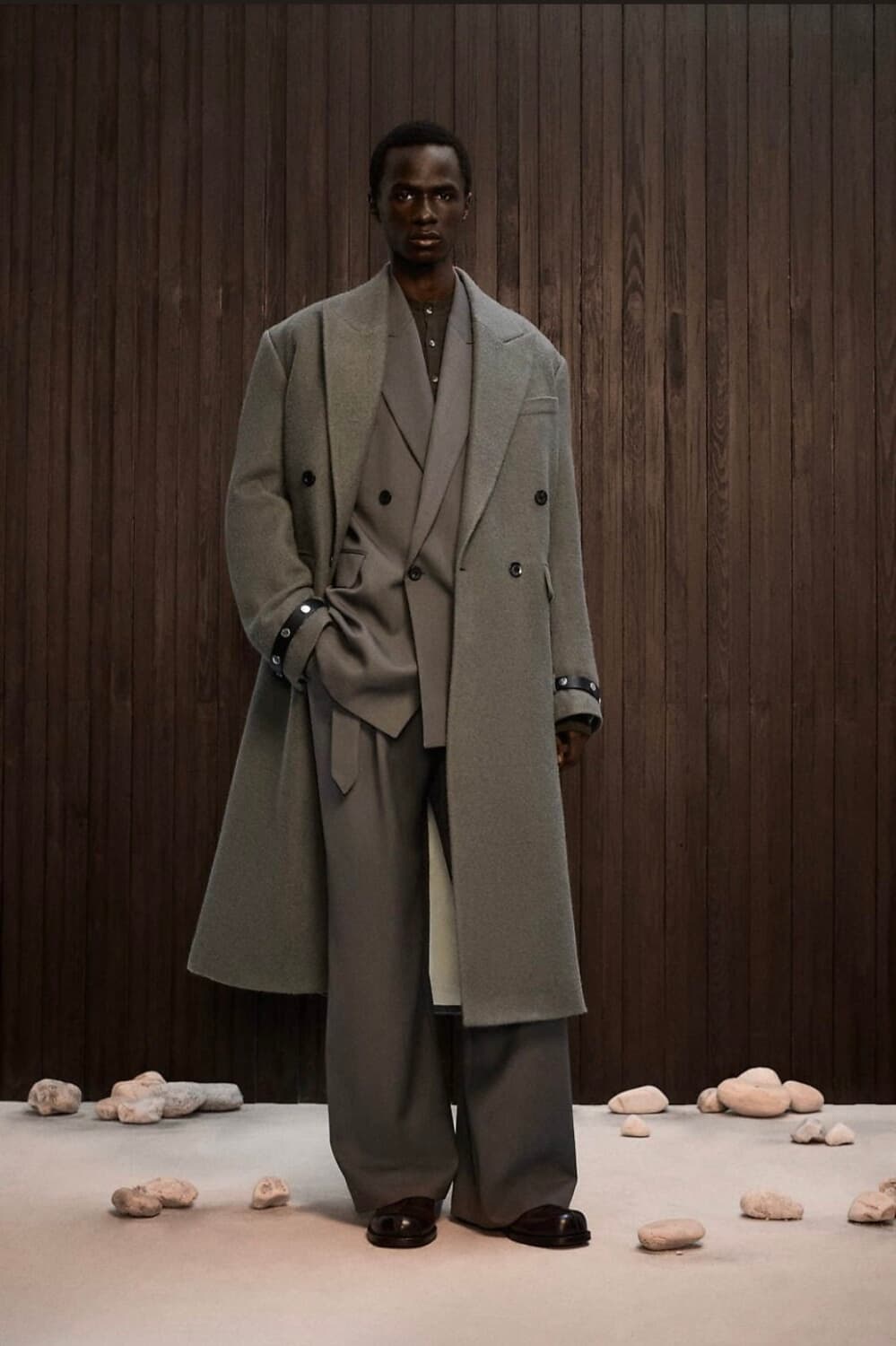 자라 x nanushka 나누시카 울 코트 그린 상품이미지1