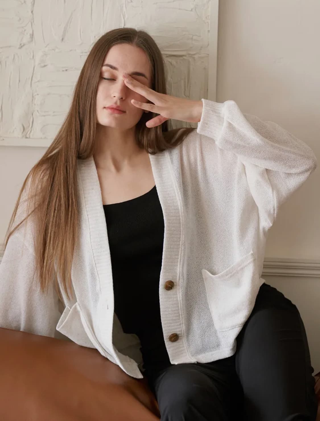 아방(AVANT-G) 린넨 오버핏 니트 가디건 상품이미지3