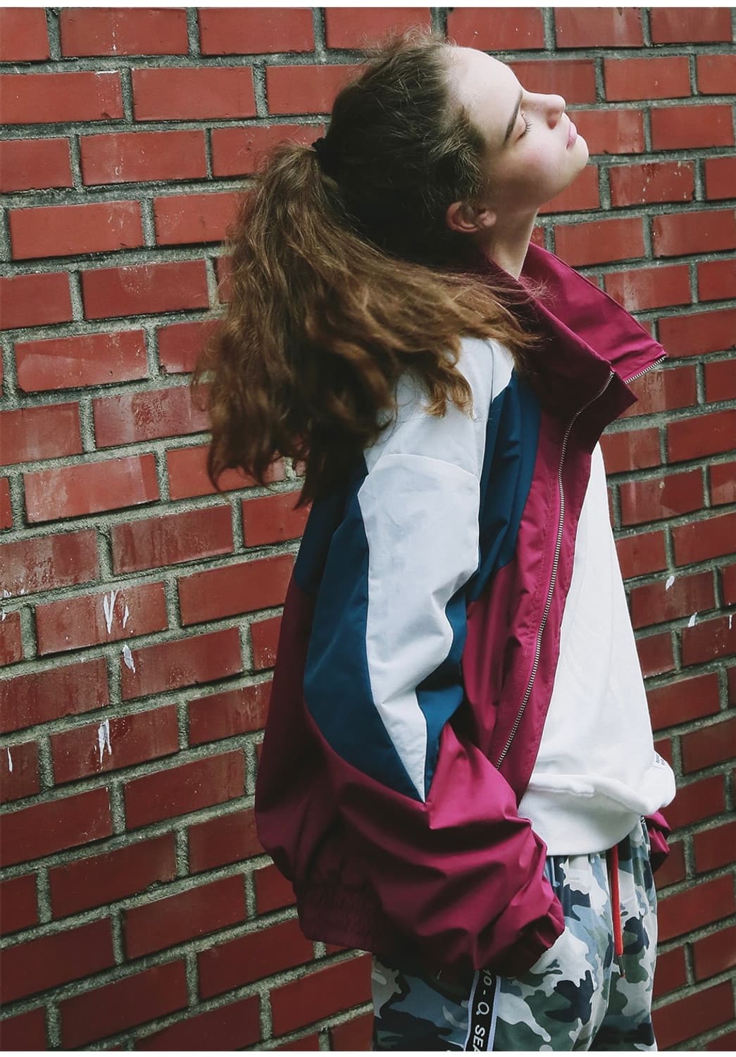 써치410 search410 컬러 배색 올드스쿨 바람막이 자켓 M 구교환 상품이미지4