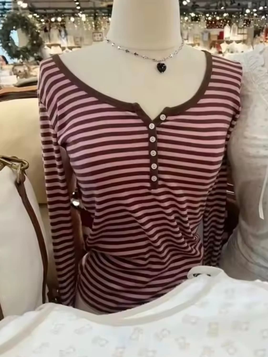 브랜디멜빌 핑크브라운 스트라이프 티  상품이미지1