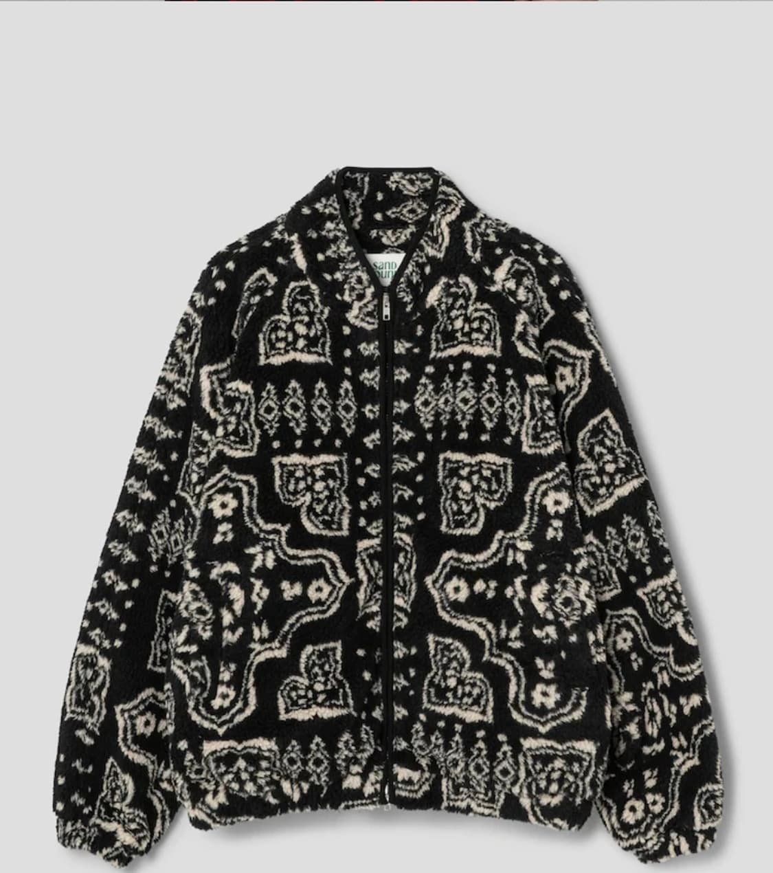 (UNISEX) SandSound노르딕 패턴 후리스 점퍼 블랙 상품이미지1