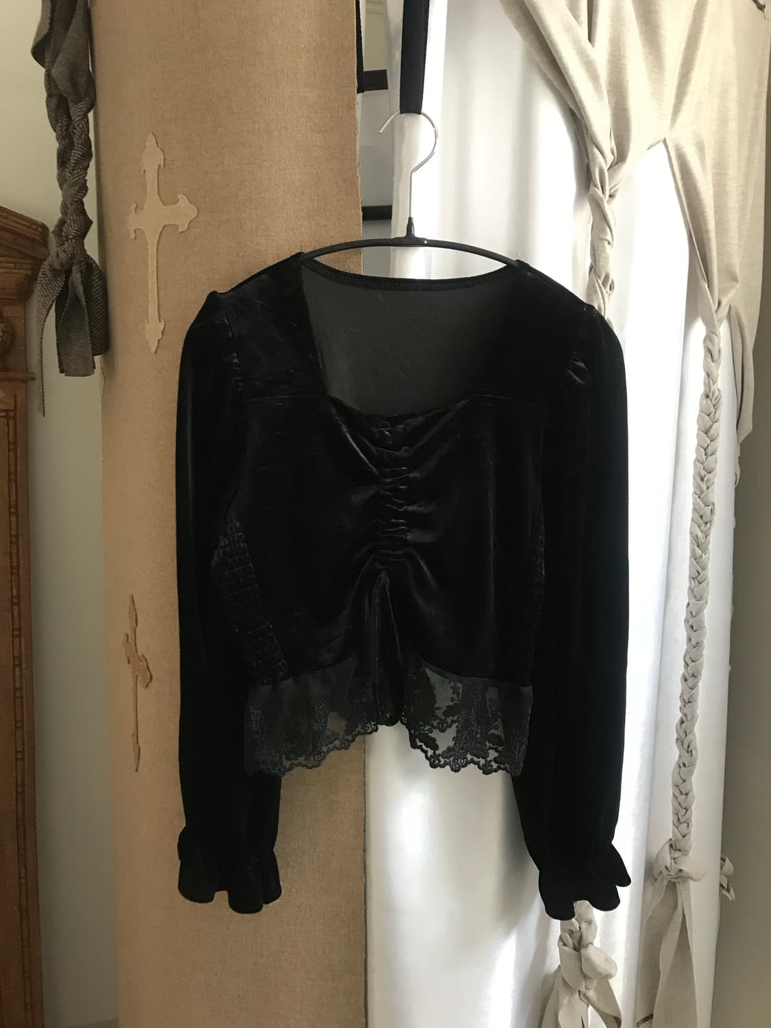 vintage velvet shirring lace top 상품이미지6