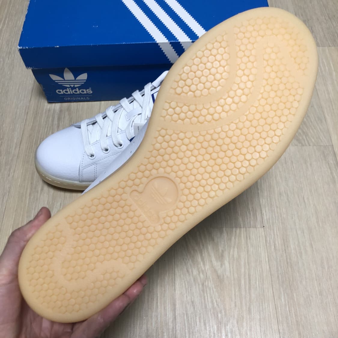 (280) 새상품 아디다스 adidas 스탠스미스 화이트 리얼레더 블루 상품이미지4