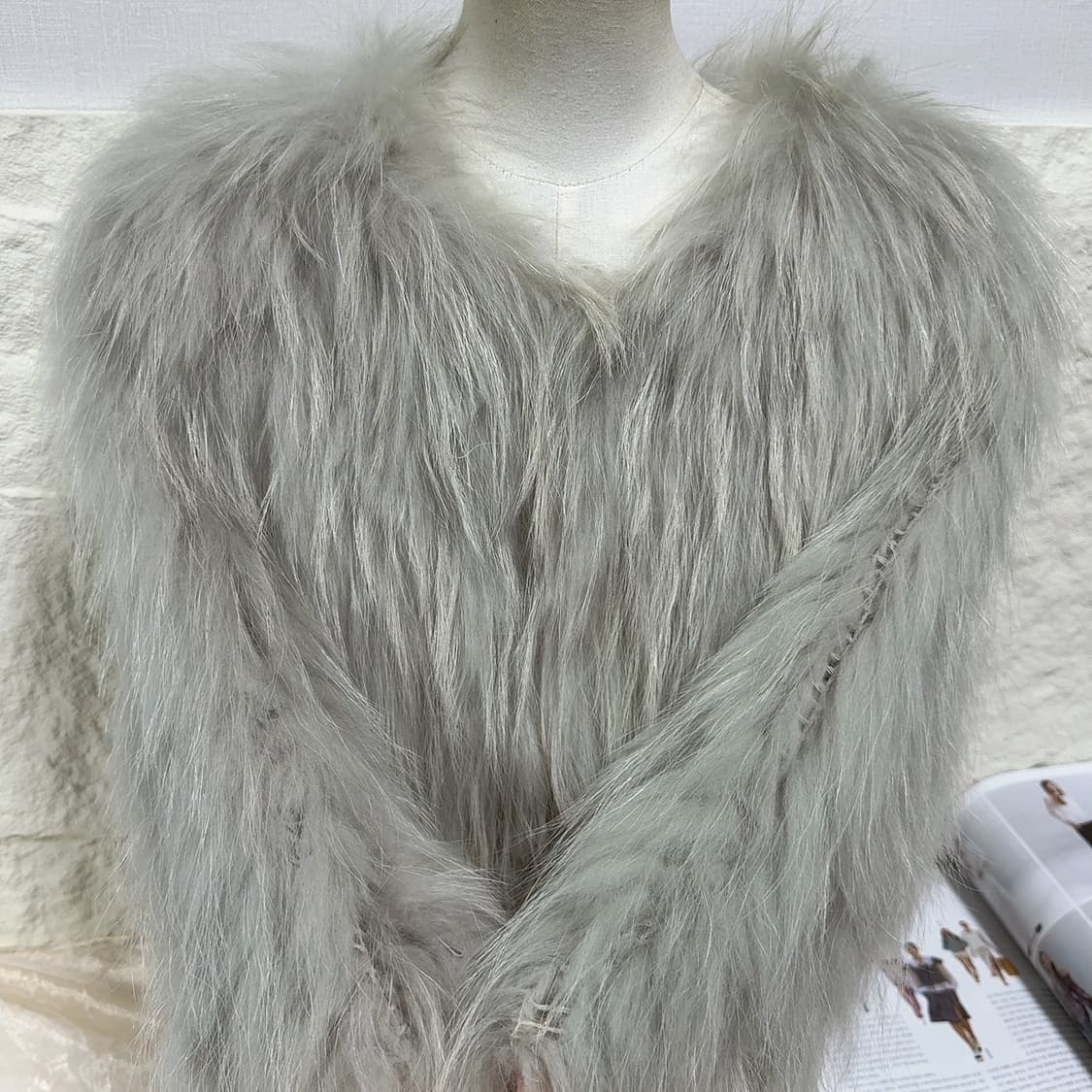 빈티지 그레이 라쿤퍼 8부소매 자켓 상품이미지5