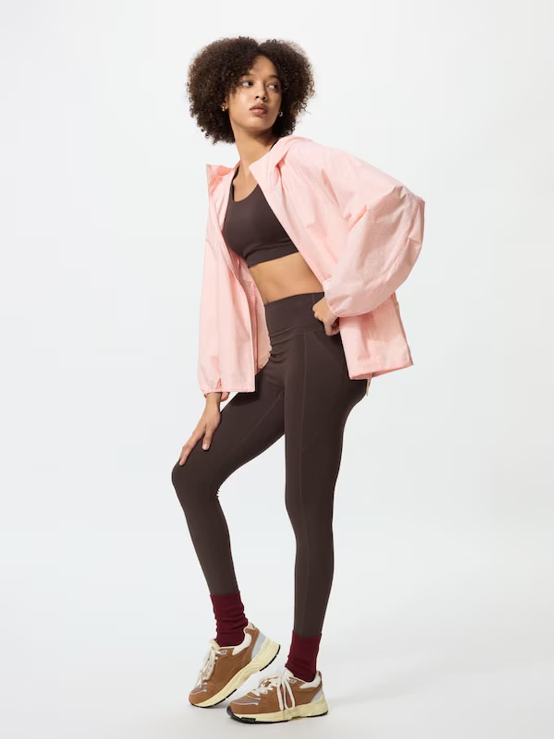 유니클로 포켓터블 UV 바람막이 체크 자켓 윈드브레이커 바막 S 핑크 상품이미지2