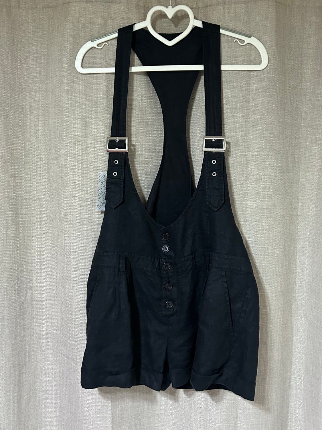 빈티지 블랙 린넨 오버롤 상품이미지1